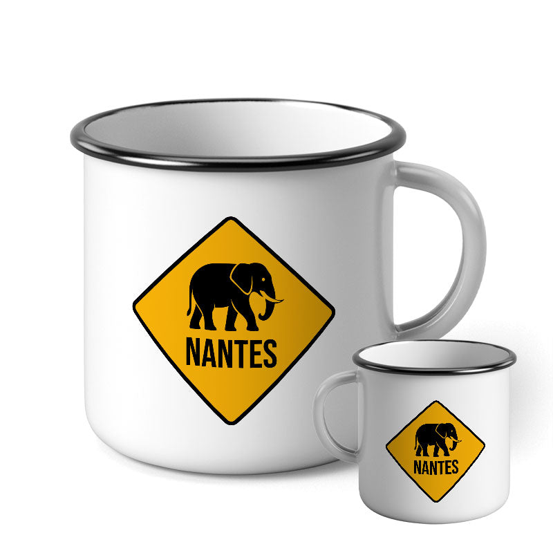 Mug émaillé Panneau éléphant