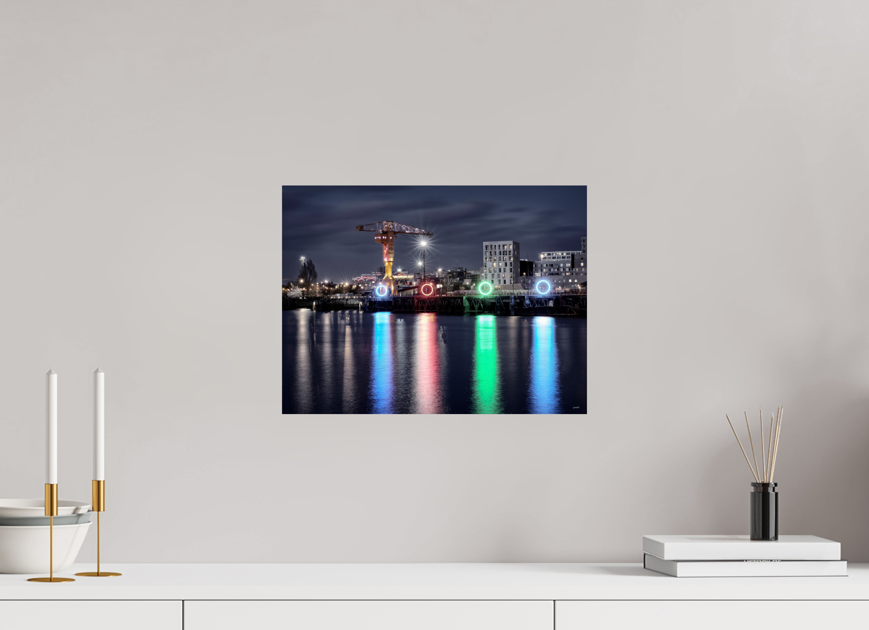 40 x 30 cm, TIRAGE PHOTO SUR FUJI CRYSTAL DP II LES ANNEAUX ET LA GRUE JAUNE - Nantes