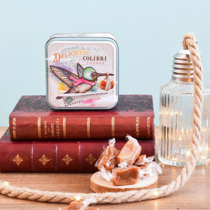 Boîte mini carrée colibri Voyages Gourmands caramels au beurre salé