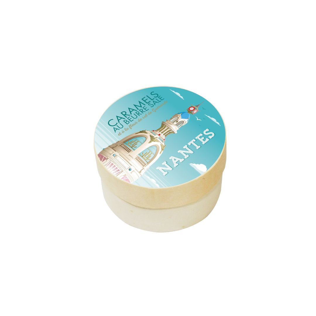 Boite ronde bois caramels au beurre salé