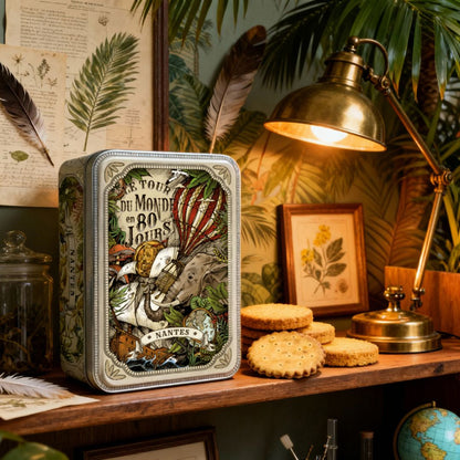 Boite sucre Tour du monde en 80 jours Geoffrey Berniolle assortiment palets et galettes
