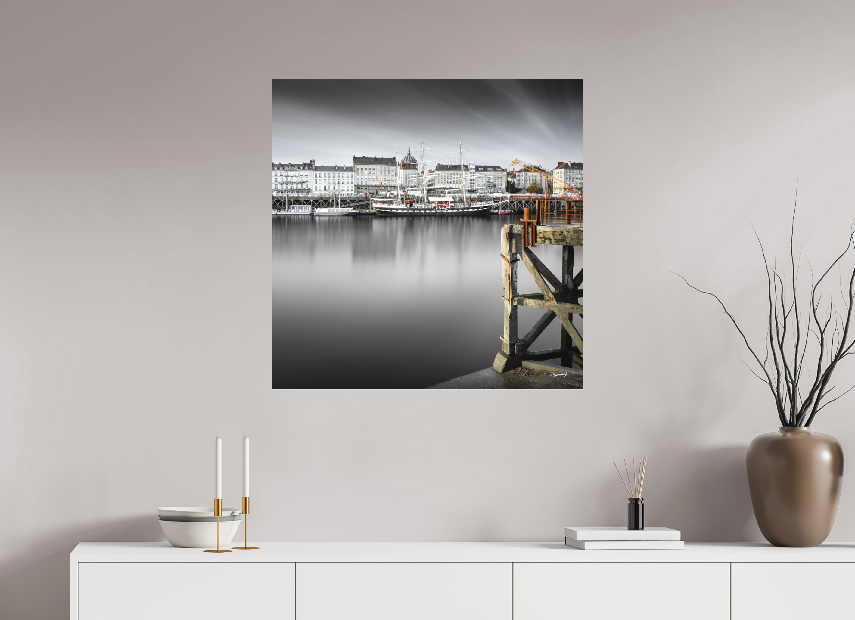 80 x 80 cm, TIRAGE PHOTO SOUS PLEXI MAT ESTACADE - Nantes