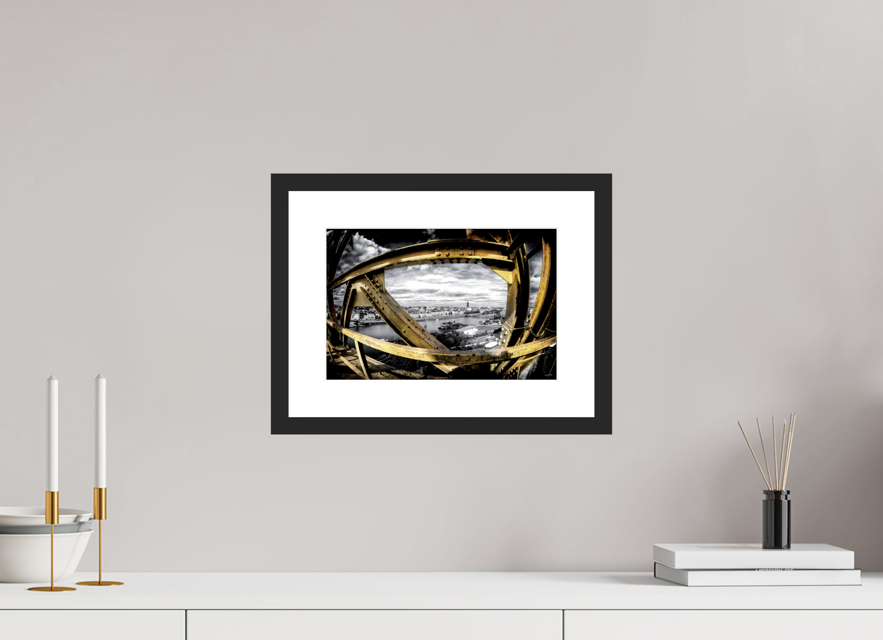 30 x 20 cm, CADRE GALERIE AVEC PASSE-PARTOUT LIGNES DE GRUE - Nantes