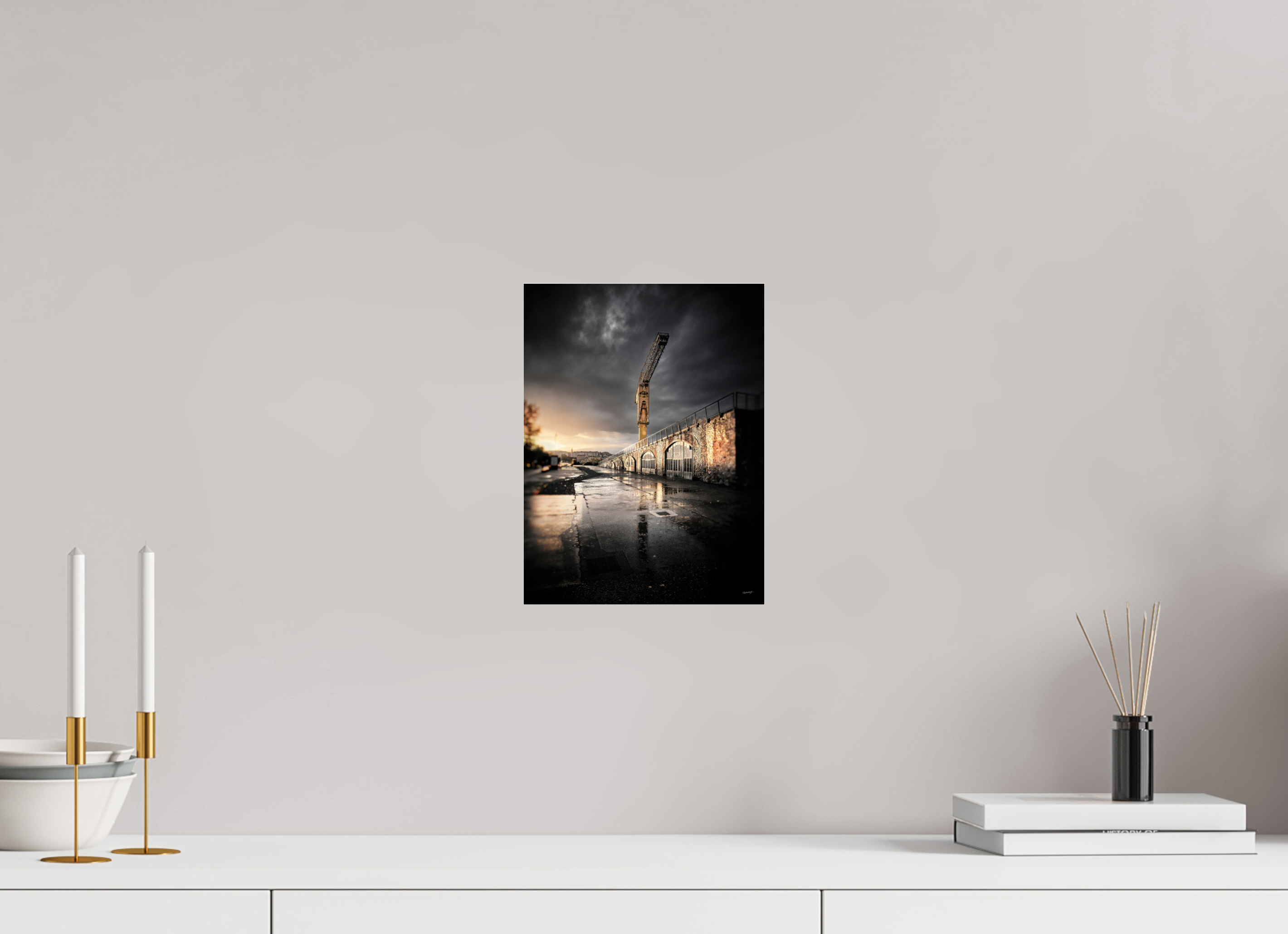 21 x 28 cm, TIRAGE PHOTO SOUS PLEXI BRILLANT ORAGE ET GRUE - Nantes