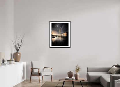 60 x 80 cm, CADRE GALERIE AVEC PASSE-PARTOUT ORAGE ET GRUE - Nantes