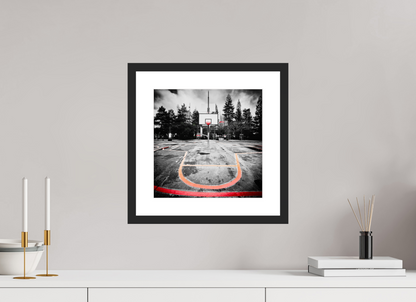 30 x 30 cm, CADRE GALERIE AVEC PASSE-PARTOUT Arbre à basket II