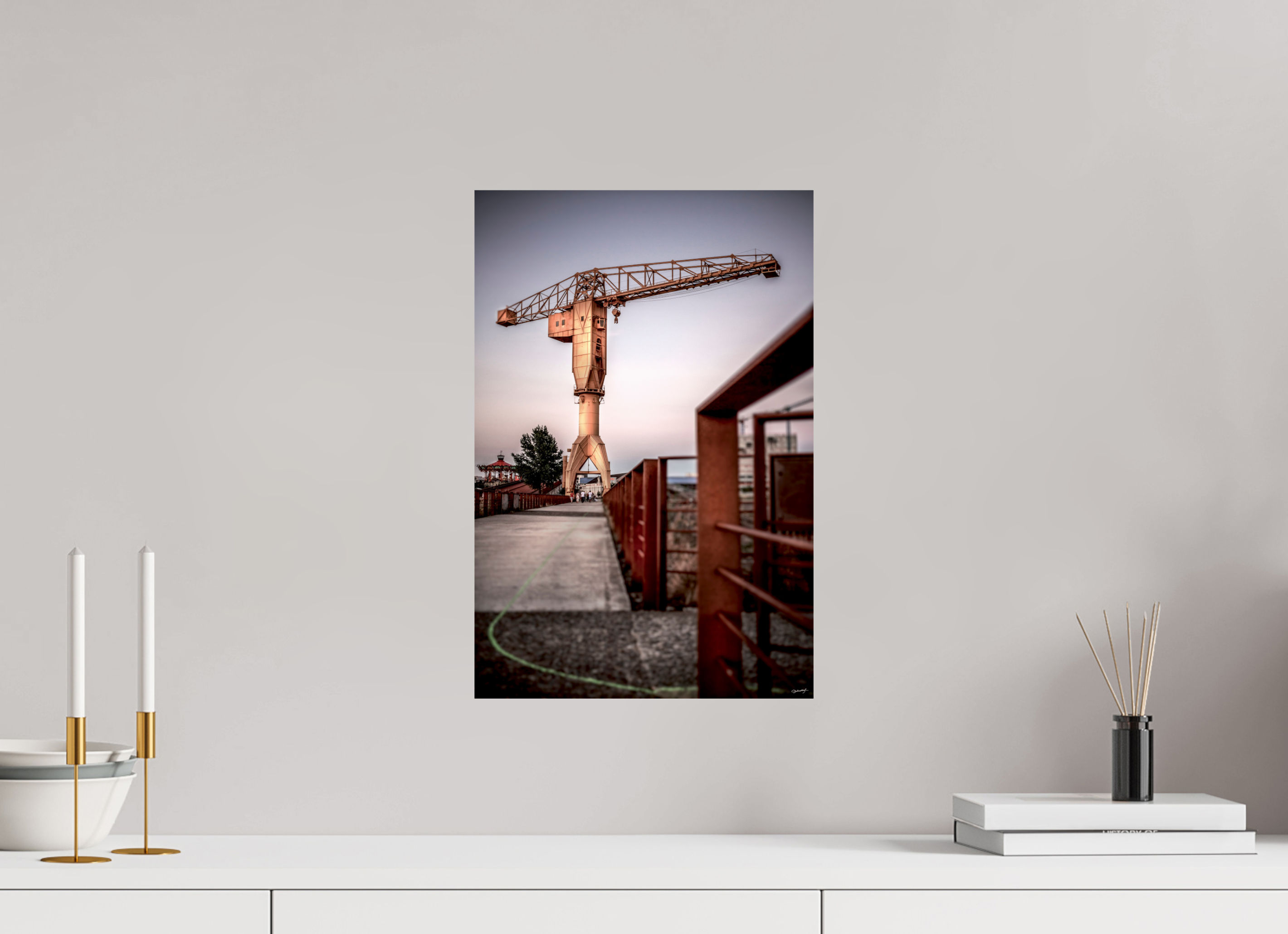 30 x 45 cm, TIRAGE PHOTO SUR FUJI CRYSTAL DP II LA LIGNE VERTE ET LA GRUE JAUNE