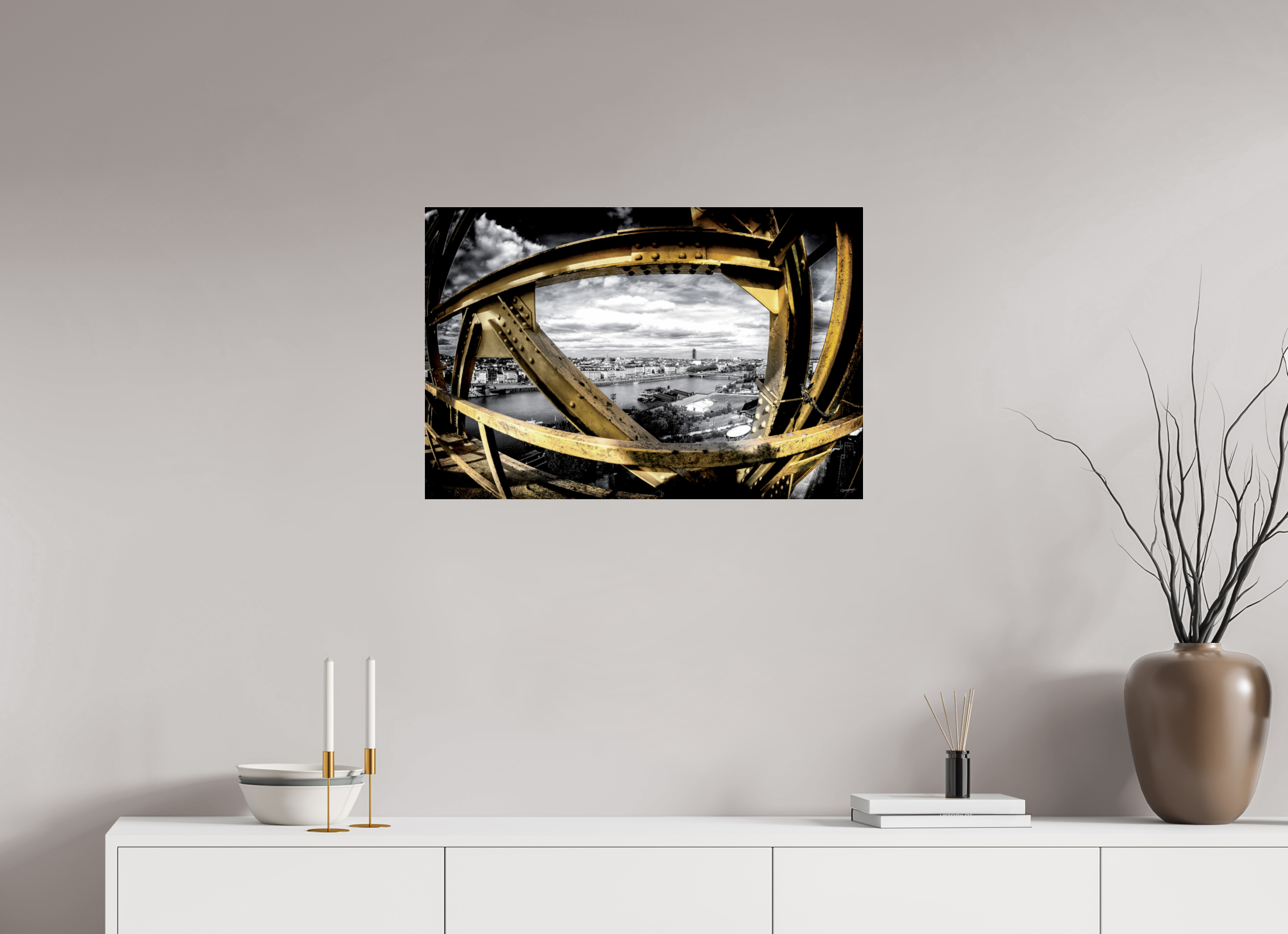 75 x 50 cm, TIRAGE PHOTO SOUS PLEXI BRILLANT LIGNES DE GRUE - Nantes