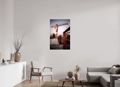 70 x 105 cm, TIRAGE PHOTO CONTRECOLLÉ SUR SUPPORT ALUMINIUM LA LIGNE VERTE ET LA GRUE JAUNE