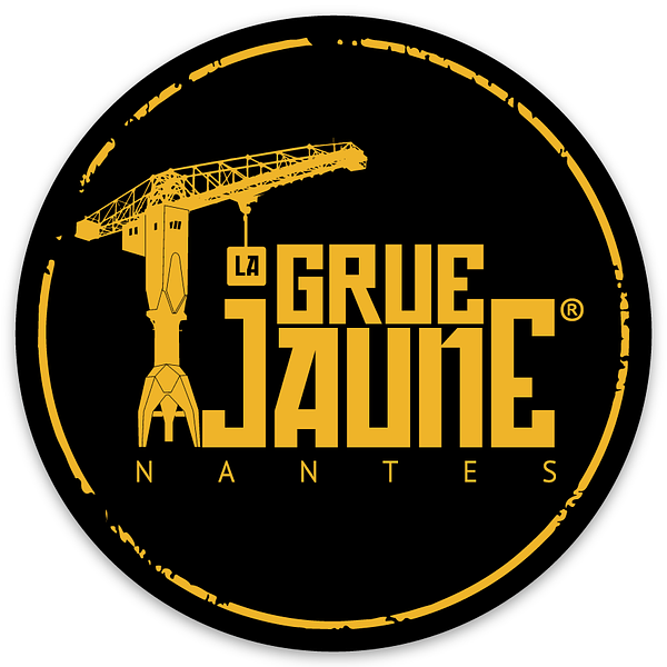 Autocollant rond La Grue Jaune original, 7,5 cm
