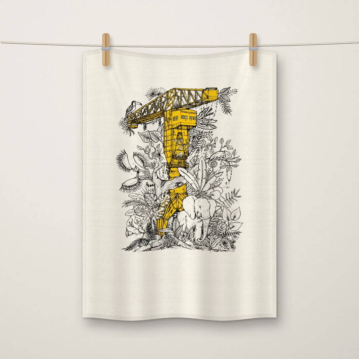 Torchon Jungle La Grue Jaune, Nantes – torchon coton 45 x 65 cm