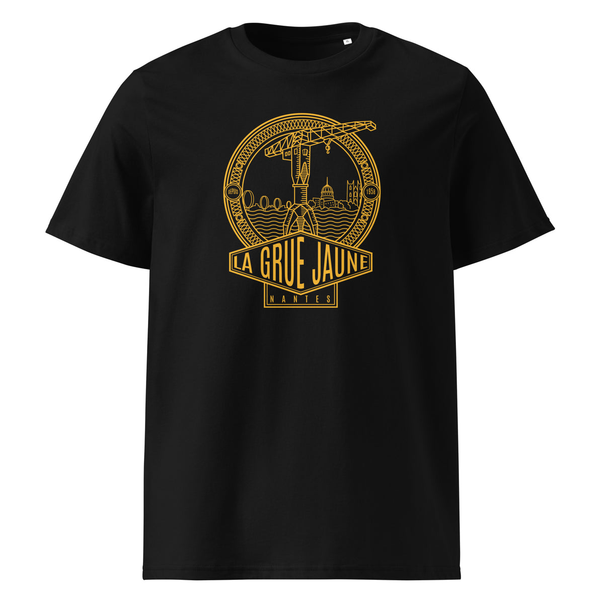 T-shirt Le Titan noir, grue jaune de Nantes