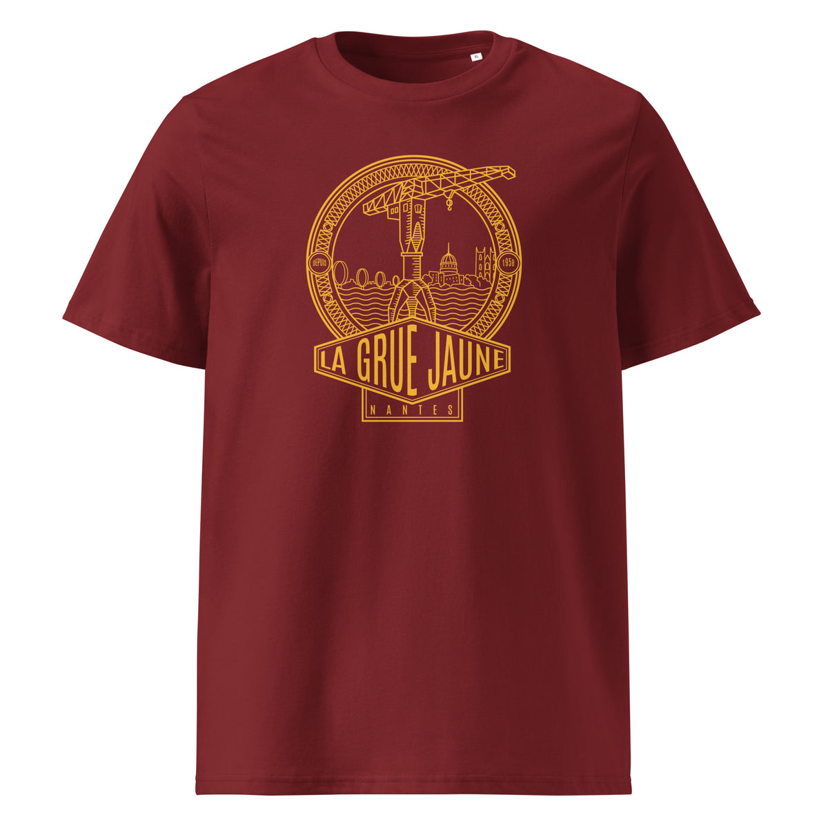 T-shirt Le Titan bordeaux, grue jaune de Nantes
