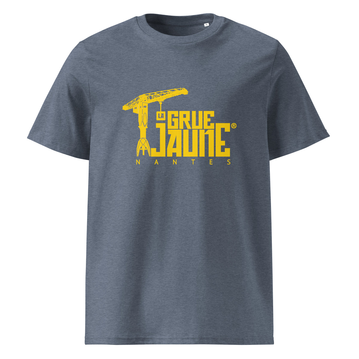 T-shirt L'Original bleu chiné en coton bio, La Grue Jaune