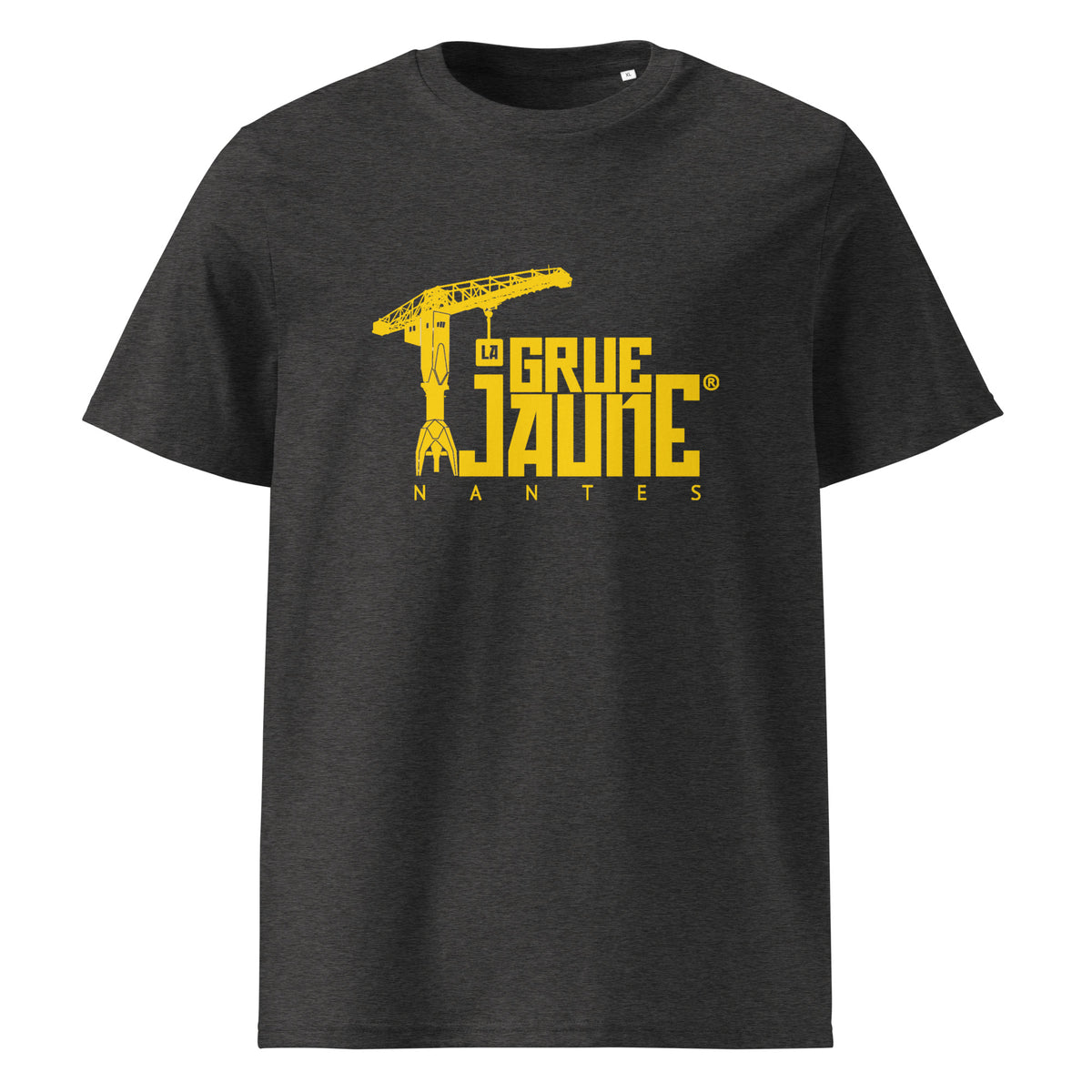 T-shirt L'Original gris foncé chiné en coton bio, La Grue Jaune