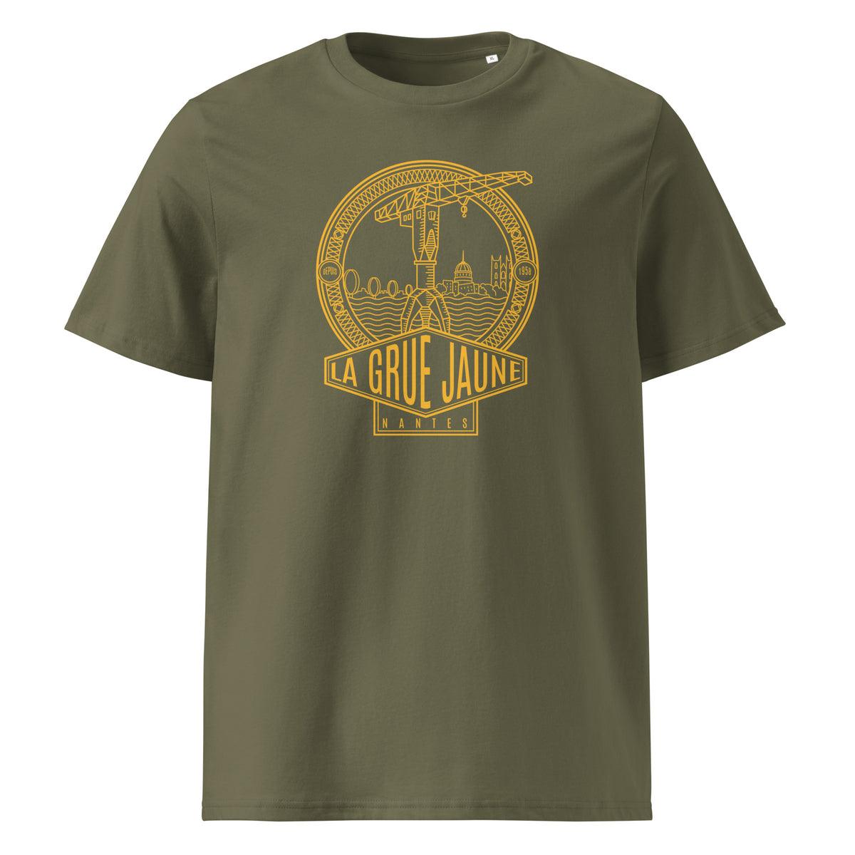 T-shirt Le Titan kaki, grue jaune de Nantes