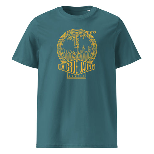 T-shirt Le Titan bleu pétrole, grue jaune de Nantes