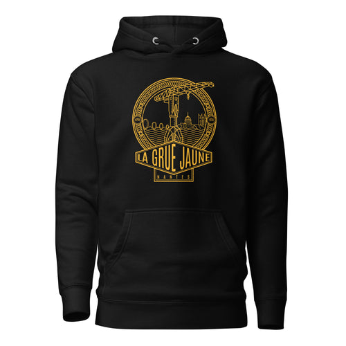 Sweat à capuche Le Titan noir, grue jaune de Nantes