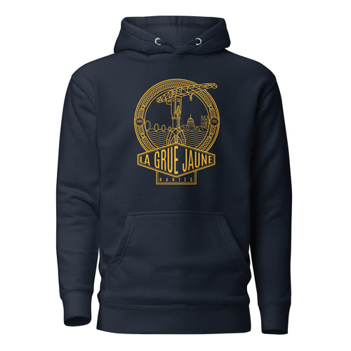Sweat à capuche Le Titan marine, grue jaune de Nantes