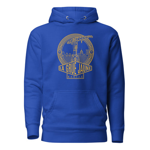 Sweat à capuche Le Titan bleu roi, grue jaune de Nantes