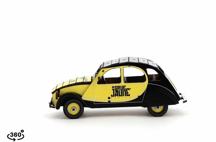 Maquette en bois de la 2CV La Grue Jaune à monter