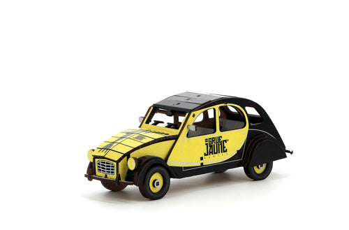 Maquette en bois de la 2CV La Grue Jaune à monter