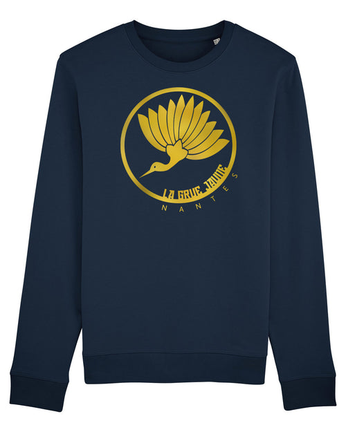 SWEAT Col Rond Oiseau Paillettes - La Grue Jaune