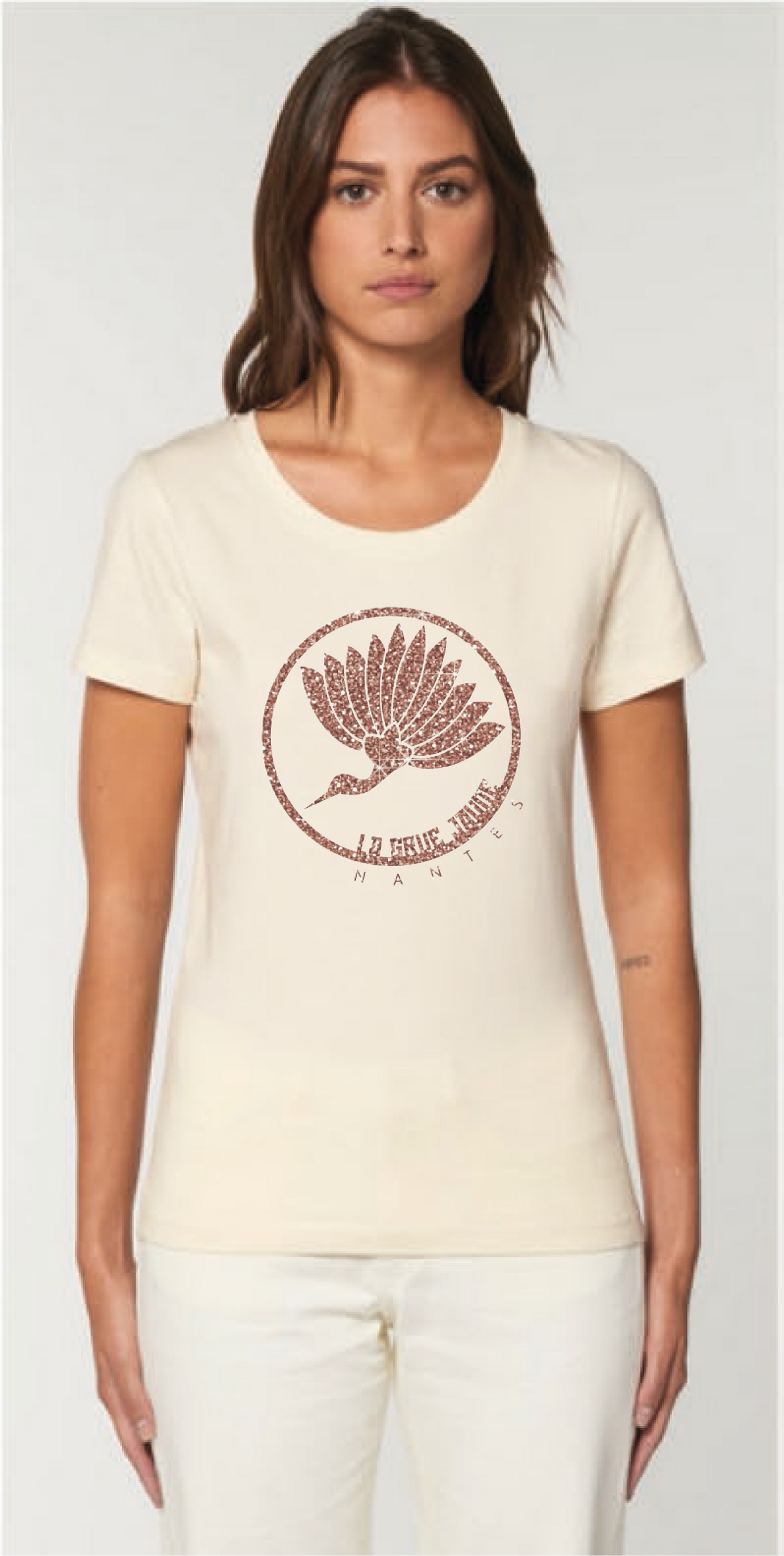 TEESHIRT Oiseau Paillettes Coupe Cintrée - La Grue Jaune