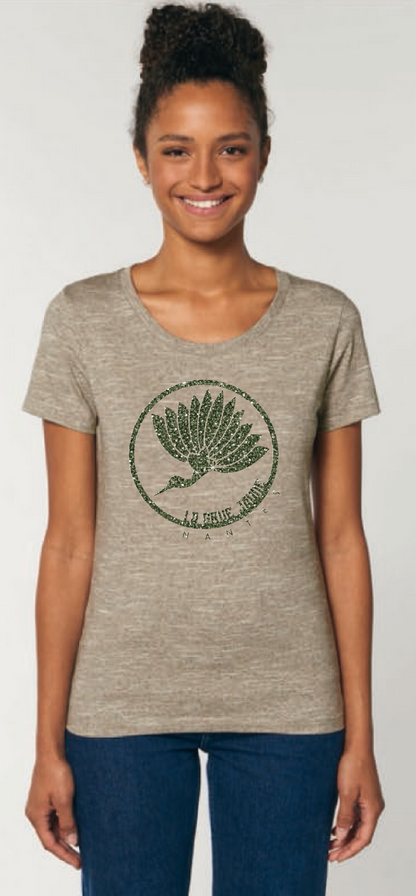 TEESHIRT Oiseau Paillettes Coupe Cintrée - La Grue Jaune